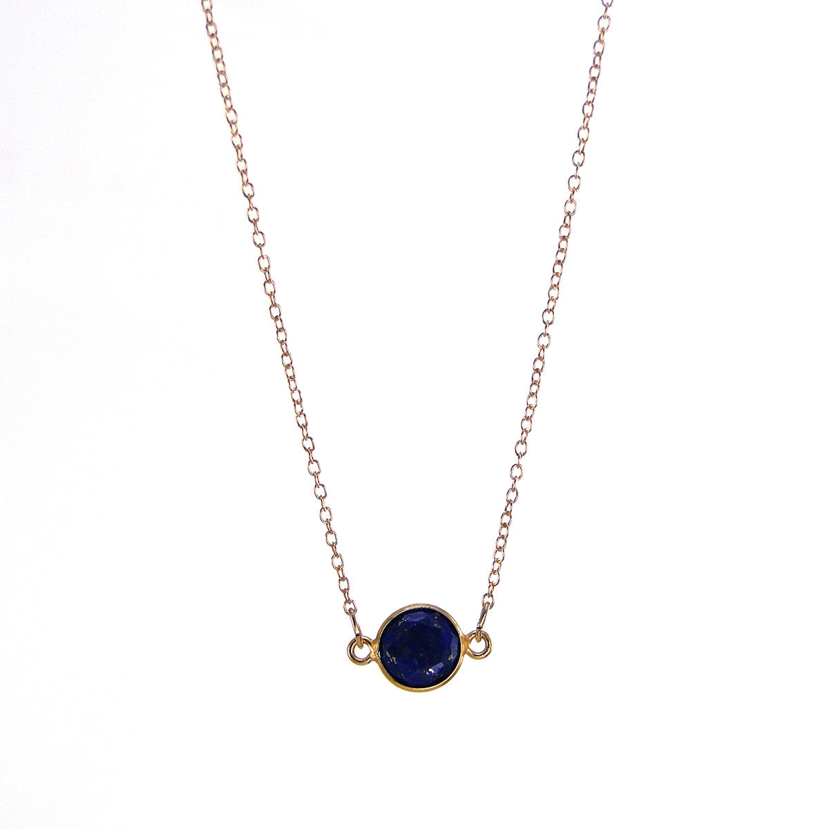 Antique Gold Finish Necklace With Imitation (Sapphire) Blue Stones